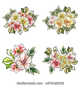 Flowers set. Collection of floral elements