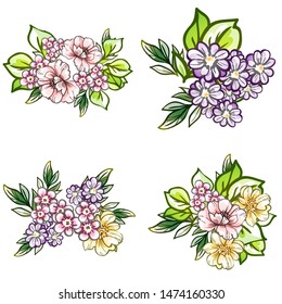 Flowers set. Collection of floral elements