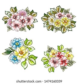 Flowers set. Collection of floral elements