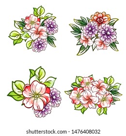 Flowers set. Collection of floral elements
