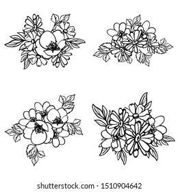 Flowers set. Collection of floral elements