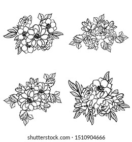 Flowers set. Collection of floral elements