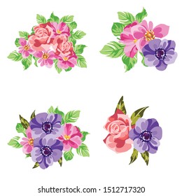 Flowers set. Collection of floral elements