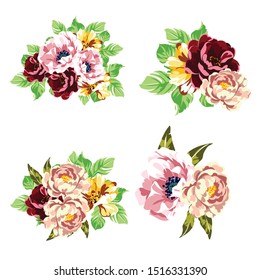 Flowers set. Collection of floral elements