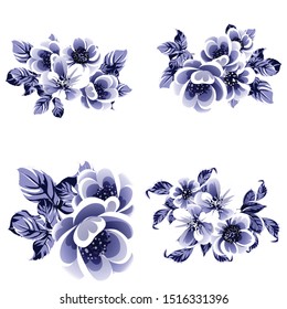 Flowers set. Collection of floral elements