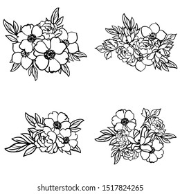 Flowers set. Collection of floral elements