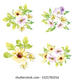 Flowers set. Collection of floral elements