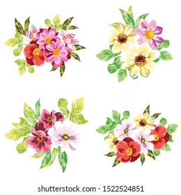 Flowers set. Collection of floral elements