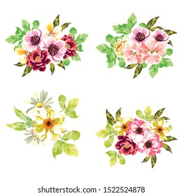 Flowers set. Collection of floral elements