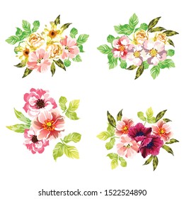 Flowers set. Collection of floral elements