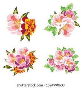Flowers set. Collection of floral elements