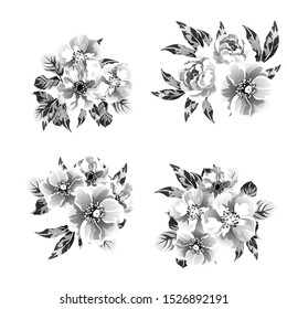 Flowers set. Collection of floral elements