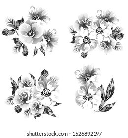 Flowers set. Collection of floral elements
