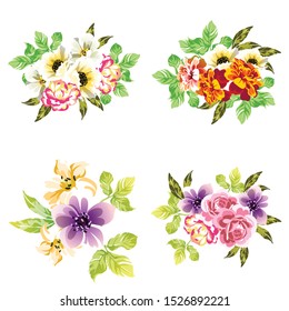 Flowers set. Collection of floral elements
