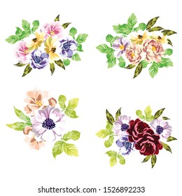 Flowers set. Collection of floral elements