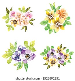 Flowers set. Collection of floral elements