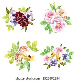 Flowers set. Collection of floral elements