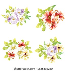 Flowers set. Collection of floral elements