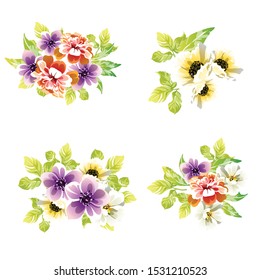 Flowers set. Collection of floral elements