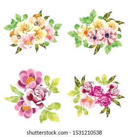 Flowers set. Collection of floral elements