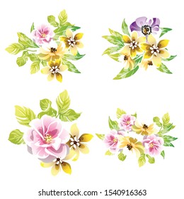 Flowers set. Collection of floral elements