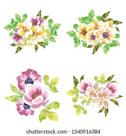Flowers set. Collection of floral elements