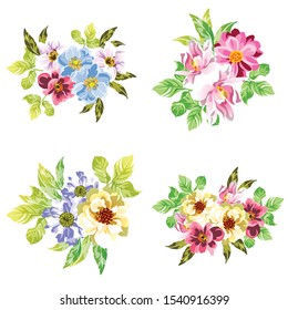 Flowers set. Collection of floral elements