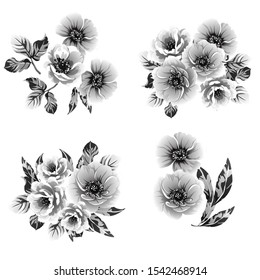 Flowers set. Collection of floral elements