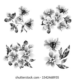 Flowers set. Collection of floral elements