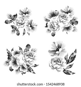 Flowers set. Collection of floral elements