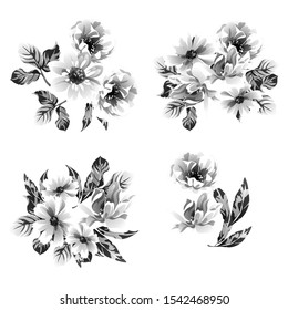 Flowers set. Collection of floral elements