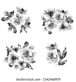 Flowers set. Collection of floral elements