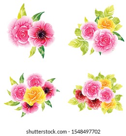 Flowers set. Collection of floral elements