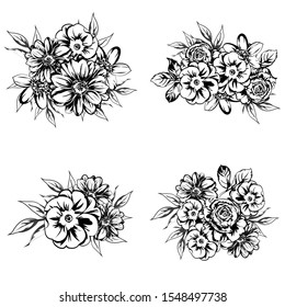 Flowers set. Collection of floral elements