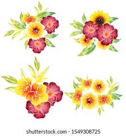 Flowers set. Collection of floral elements