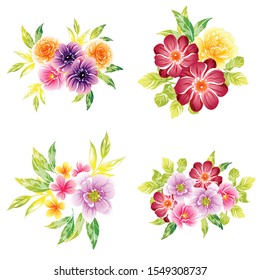 Flowers set. Collection of floral elements
