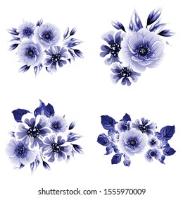 Flowers set. Collection of floral elements