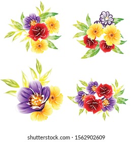 Flowers set. Collection of floral elements