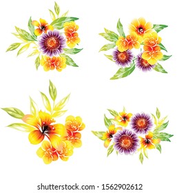 Flowers set. Collection of floral elements