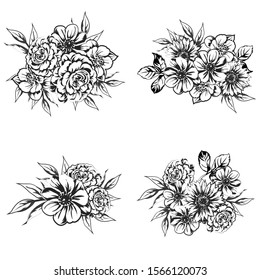 Flowers set. Collection of floral elements