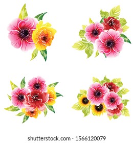 Flowers set. Collection of floral elements