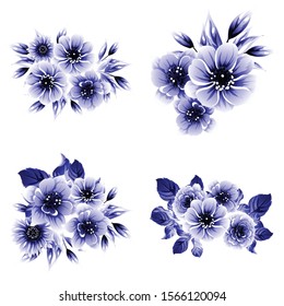 Flowers set. Collection of floral elements