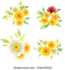 Flowers set. Collection of floral elements