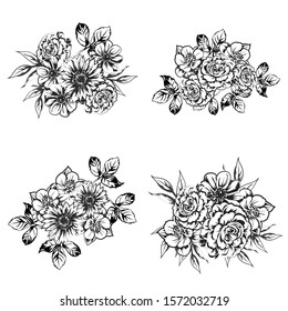 Flowers set. Collection of floral elements