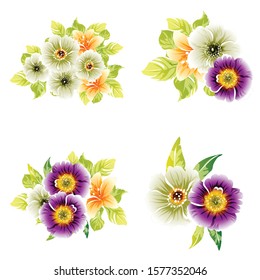 Flowers set. Collection of floral elements