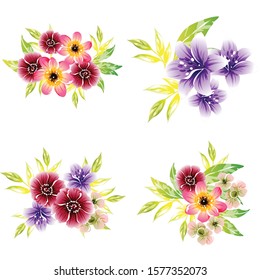 Flowers set. Collection of floral elements