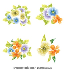Flowers set. Collection of floral elements