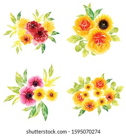 Flowers set. Collection of floral elements