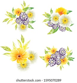 Flowers set. Collection of floral elements