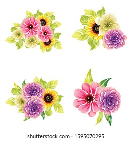 Flowers set. Collection of floral elements
